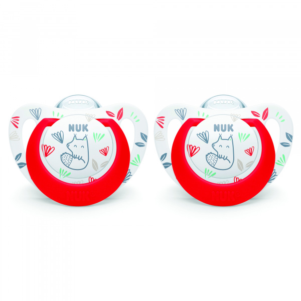 Lot de 2 sucettes nuk expert starlight silicone 18-36m ecureuil Nuk