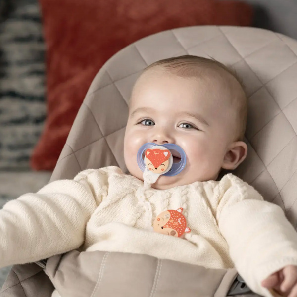 Lot de 2 sucettes soft touch 0-6 m ourson et chat Tigex