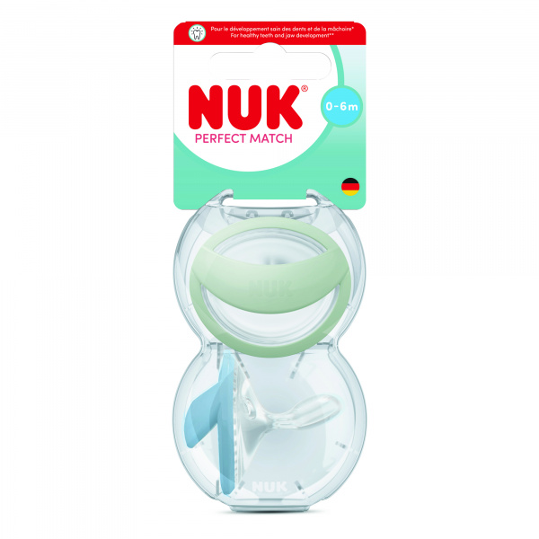 Lot de 2 sucettes perfect match 0-6 mois vert / bleu Nuk