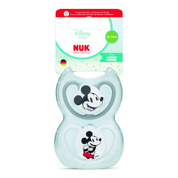 Lot de 2 sucettes perfect match air 18-36 mois mickey Nuk