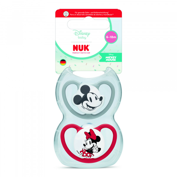 Lot de 2 sucettes perfect match air 6-18 mois minnie Nuk