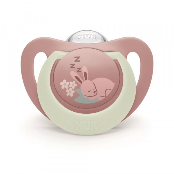 Lot de 2 sucettes nuit phosphorescentes first choice 18-36 mois lapin/mouton Nuk