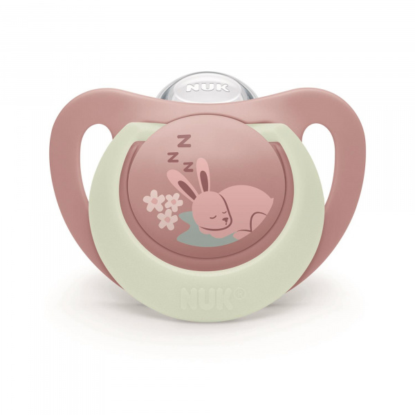 Lot de 2 sucettes nuit phosphorescentes first choice 6-18 mois lapin/mouton Nuk