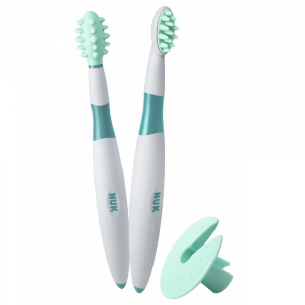 Set de brosses à dents vert et blanc Nuk