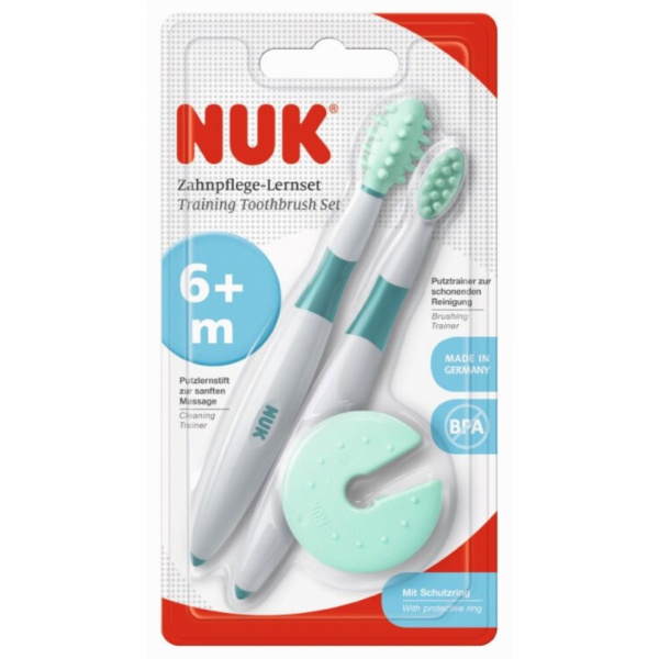 Set de brosses à dents vert et blanc Nuk