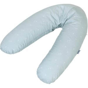 Coussin de maternité et d'allaitement jersey coton vert d'eau / etoiles Tineo
