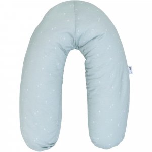 Coussin de maternité et d'allaitement jersey coton vert d'eau / etoiles Tineo