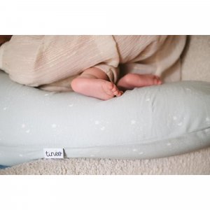 Coussin de maternité et d'allaitement jersey coton vert d'eau / etoiles Tineo
