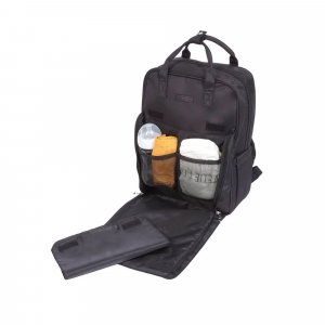 Sac à dos à langer matelassé noir Tineo