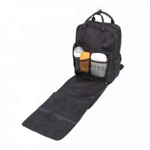 Sac à dos à langer matelassé noir Tineo