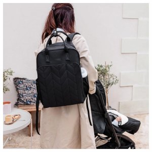 Sac à dos à langer matelassé noir Tineo