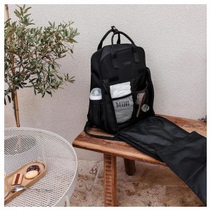 Sac à dos à langer matelassé noir Tineo