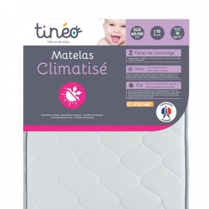 Pack matelas climatisé + alèse blanc + drap housse blanc - 60 x 120 cm Tineo