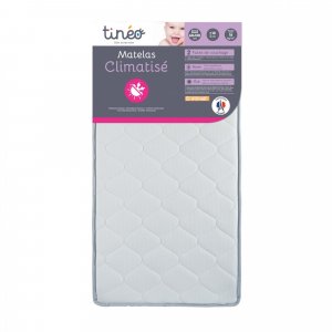 Pack matelas climatisé + alèse blanc + drap housse blanc - 60 x 120 cm Tineo