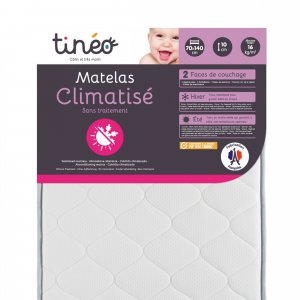 Pack matelas climatisé + alèse blanc + drap housse blanc - 70 x 140 cm Tineo