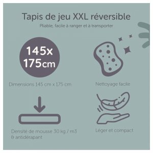 Grand tapis d'éveil réversible voitures / animaux Tineo