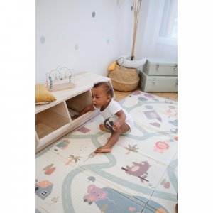 Grand tapis d'éveil réversible voitures / animaux Tineo