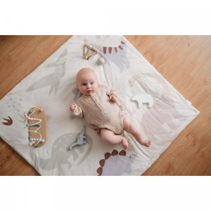 Tapis de jeu nomade en jersey coton 100 x 100 cm dinosaures Tineo