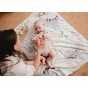 Tapis de jeu nomade en jersey coton 100 x 100 cm dinosaures Tineo