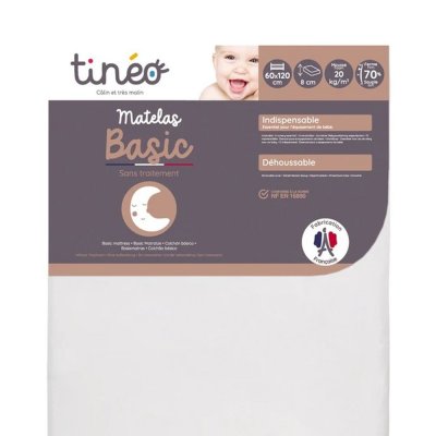 Matelas bébé basic déhoussable 60x120cm