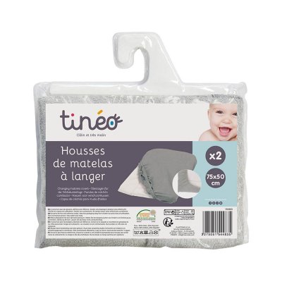 Lot de 2 housses de matelas à  langer gris clair