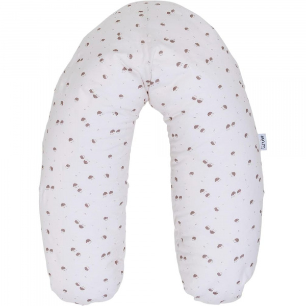 Coussin de maternité et d'allaitement jersey coton ecru / hérissons Tineo