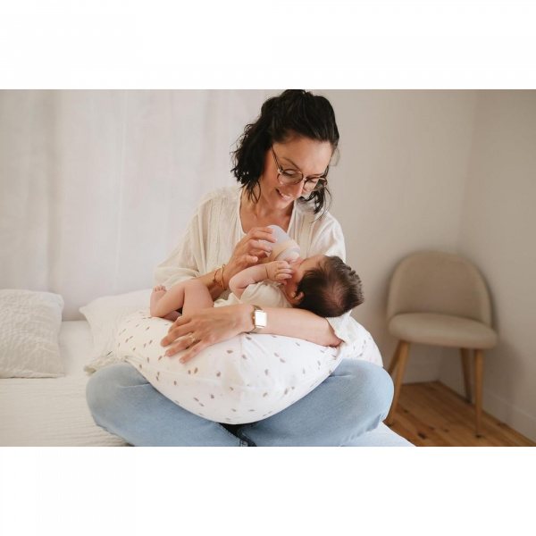 Coussin de maternité et d'allaitement jersey coton ecru / hérissons Tineo