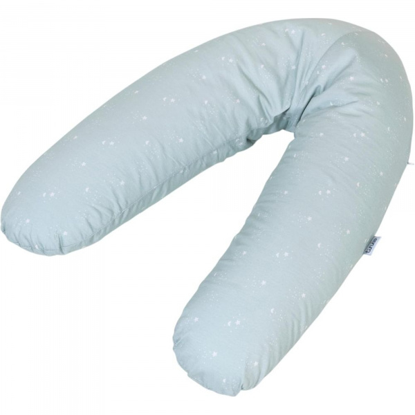 Coussin de maternité et d'allaitement jersey coton vert d'eau / etoiles Tineo