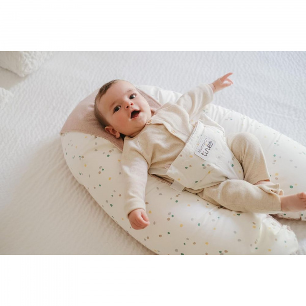 Coussin d'allaitement multirelax eponge - microfibre pois / noisette Tineo