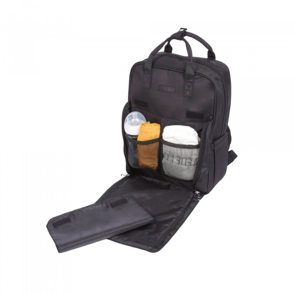 Sac à dos à langer matelassé noir Tineo