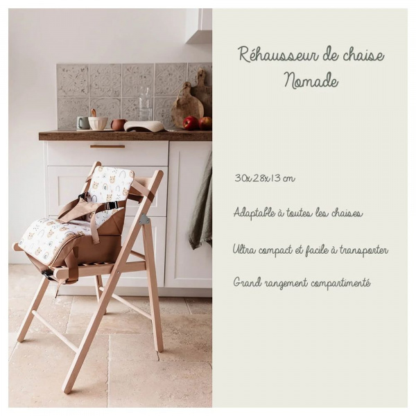 Réhausseur pour chaise bébé nomade oursons camel Tineo