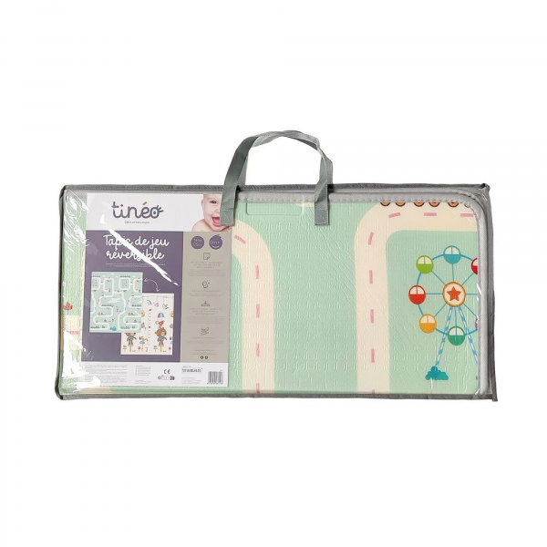 Grand tapis d'éveil réversible voitures / animaux Tineo