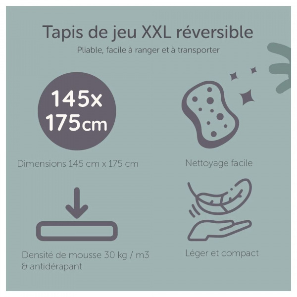 Grand tapis d'éveil réversible voitures / animaux Tineo