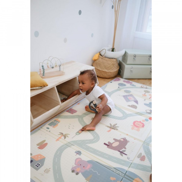 Grand tapis d'éveil réversible voitures / animaux Tineo