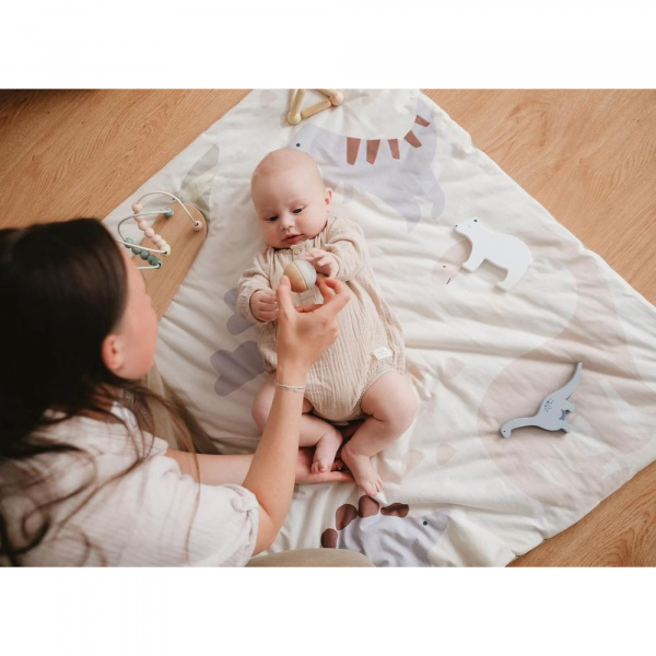 Tapis de jeu nomade en jersey coton 100 x 100 cm dinosaures Tineo