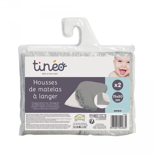 Lot de 2 housses de matelas à langer noisette Tineo