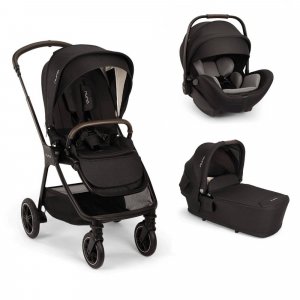 Poussette trio triv next caviar + siège auto arra flex caviar + nacelle lytl caviar Nuna