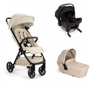 Poussette trio trvl lx mica + siège auto pipa urbn caviar + nacelle lytl biscotti - collection bmw - base curv offerte Nuna