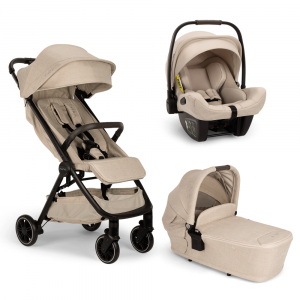 Poussette trio trvl + siège auto pipa next + nacelle lytl biscotti Nuna