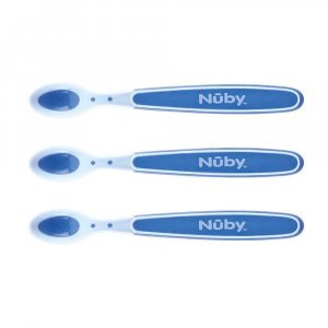 Lot de 3 cuillères thermosensibles bleu Nuby