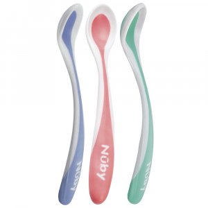 Lot de 3 cuillères thermosensibles bleu Nuby