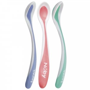 Lot de 3 cuillères thermosensibles bleu Nuby