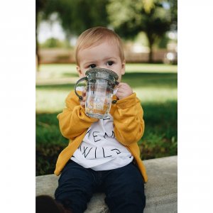 Tasse d'apprentissage 360° avec anses 240ml gris Nuby