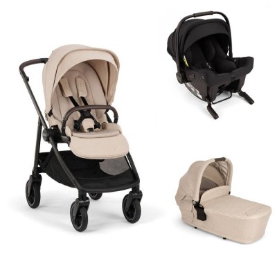 Poussette trio swiv biscotti + siège auto pipa urbn caviar + nacelle lytl biscotti - base curv offerte