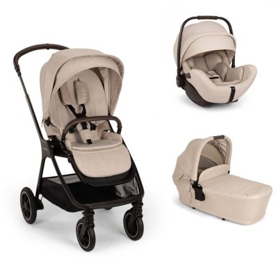 Poussette trio triv next biscotti + siège auto arra flex biscotti + nacelle lytl biscotti - base curv offerte