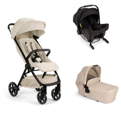 Poussette trio trvl lx mica + siège auto pipa urbn caviar + nacelle lytl biscotti - collection bmw - base curv offerte
