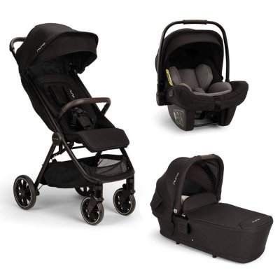 Poussette trio trvl caviar + siège auto pipa next caviar + nacelle lytl caviar