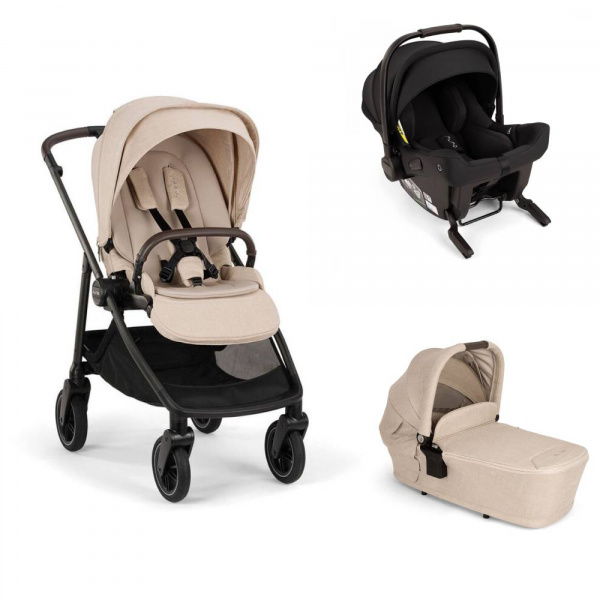 Poussette trio swiv biscotti + siège auto pipa urbn caviar + nacelle lytl biscotti - base curv offerte Nuna