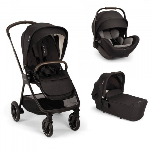 Poussette trio triv next caviar + siège auto arra flex caviar + nacelle lytl caviar Nuna