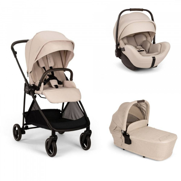 Poussette trio ixxa next + siège auto arra flex + nacelle lytl biscotti - base curv offerte Nuna